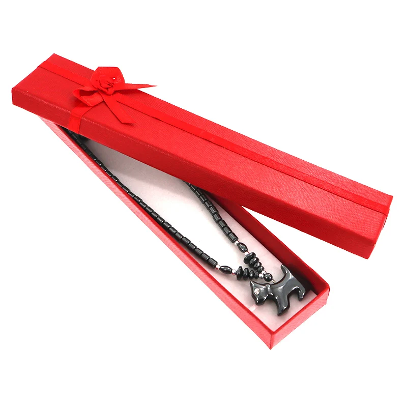 

Fashion Black carnelian Dog Shape Pendant Necklace with Gift Box Women Animals Natural Stone Onyx Necklaces for Girls Jewelry