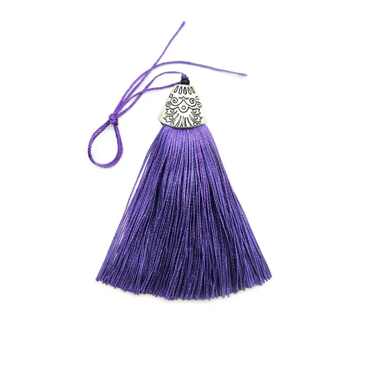Purple tassls 30 шт. Металлические колпачки шелковые кисточки бахрома кулон DIY ремесла материал цвет кисточка отделка Шторы Декор серьги ювелирные изделия компоненты - Цвет: Purple tassls