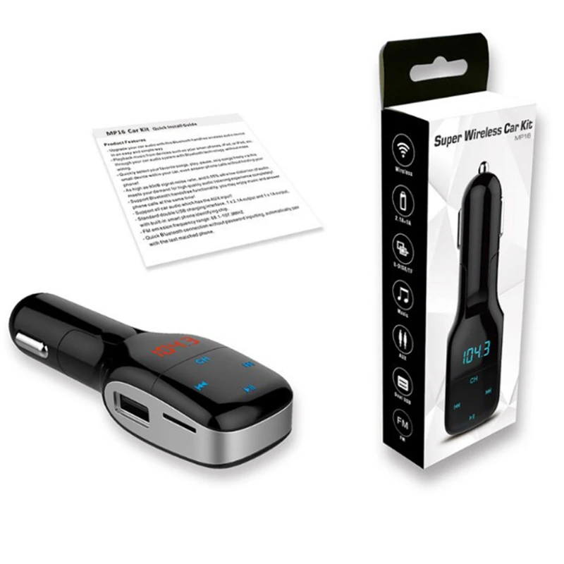 Bluetooth автомобильный набор Handsfree Беспроводной FM передатчик Hands Free Aux автоприемник