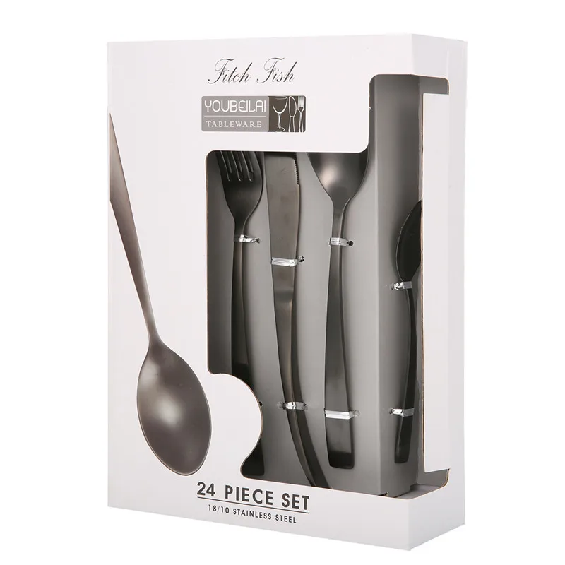 KCASA 24 шт./компл. набор посуды из высококачественной нержавеющей стали ложки вилки