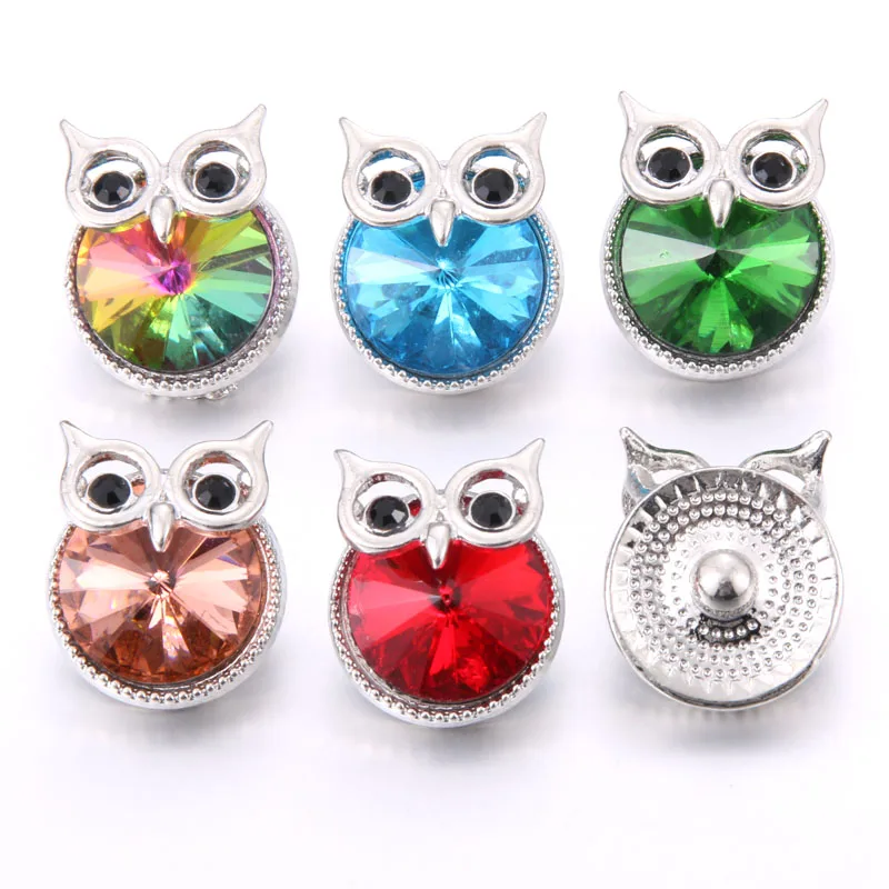 

10pcs /lot New high quality Snap buttons Jewelry owl Rhinestone Snap Buttons for 18MM Snaps Bracelet DIY jewelry women