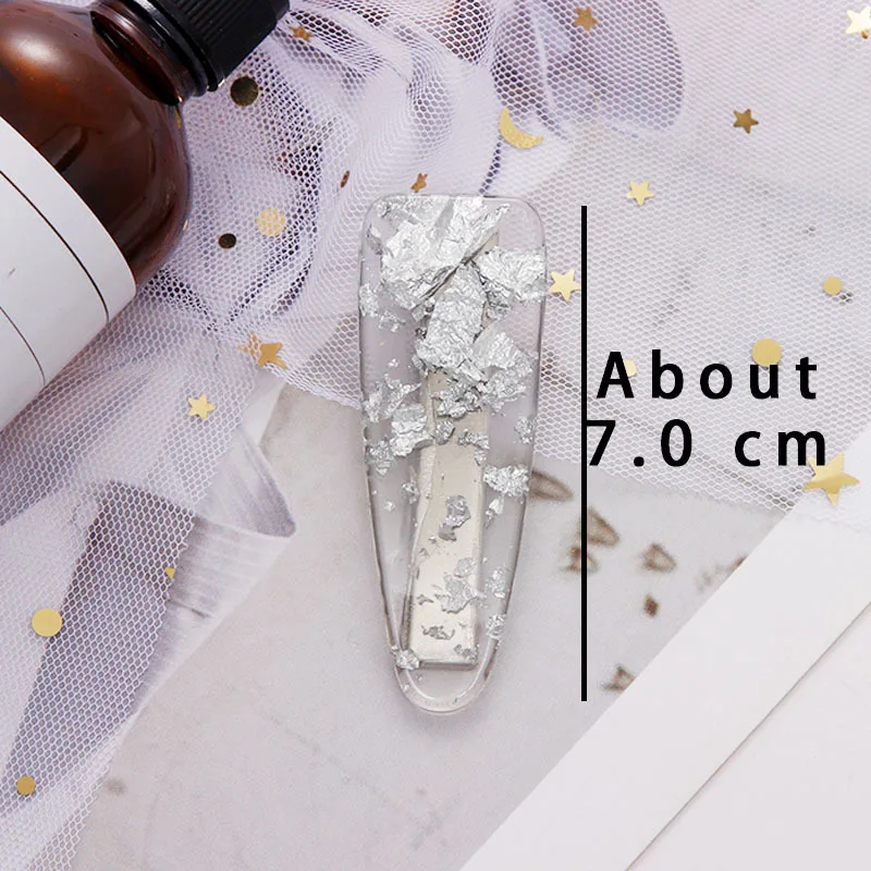 New Fantasy Acetate Gold Silver Foil Geometric Hair Clips Women Girls Sweet Hairpins Headband Hair Claws Hair Accessories