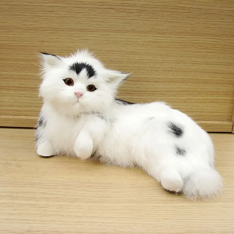 

21x14x12CM prone cat model,polyethylene & furs artificial cat handicraft home decoration toy gift a2995