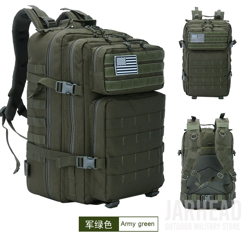 Темно-синий Тактический штурмовой рюкзак 3P EDC Molle, мужской рюкзак для занятий спортом на открытом воздухе, альпинизмом 45L, охотничьей походной Оксфордской сумкой
