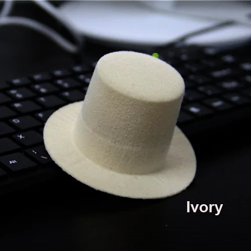 Ivory 12 шт./лот, простая мини-шляпа, вечерние мини-шляпы для девочек, аксессуары для волос 9 см - Цвет: Ivory