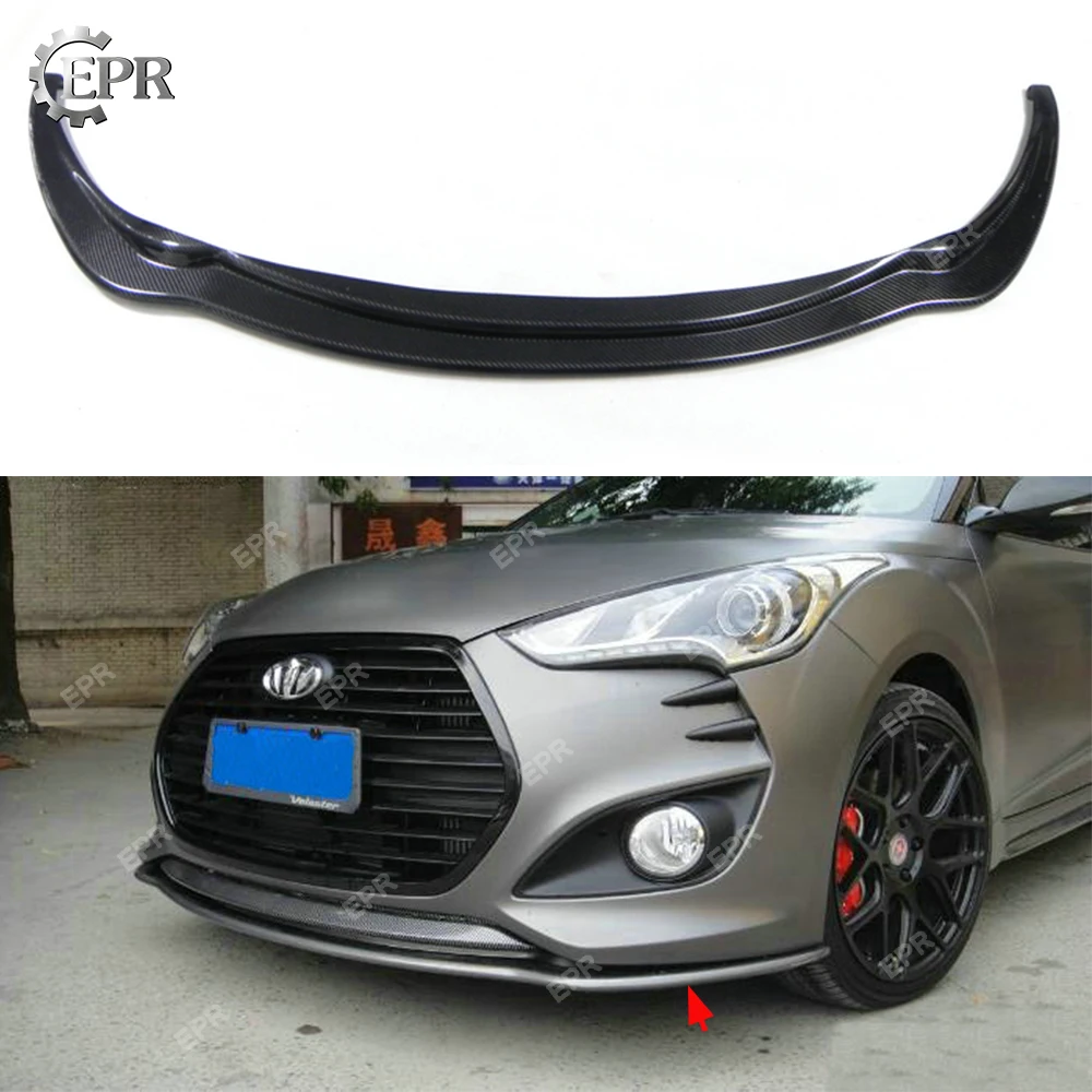 Углеродная Передняя губка для Hyundai Veloster углеродное волокно бампер Нижняя Губка