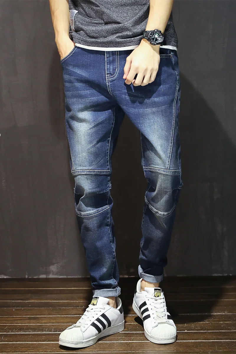 

Autumn Winter Men's Fashion Elastic Loose Jeans Straight Tide With Pockets male comfortable long trousers large size 42 44 46 48