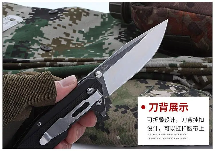 LLxxmm camping survival flipper folding knife hunting tactical AUS-8 blade G10 handle army knives edc tool faca | Инструменты
