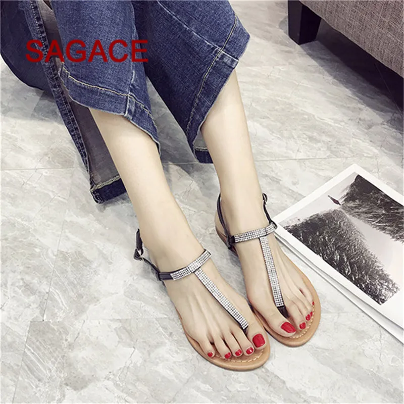 SAGACE/женские Босоножки на каблуке Женские с открытым носком украшенные стразами