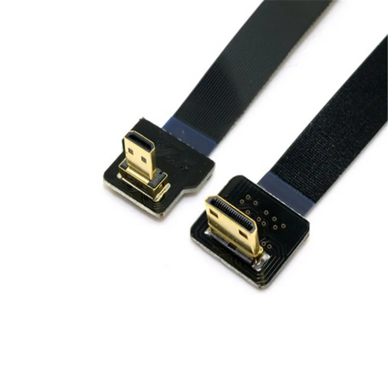 0 1 м вниз Угловой 90 градусов FPV Micro HDMI штекер к Mini совместимый плоский кабель FPC для