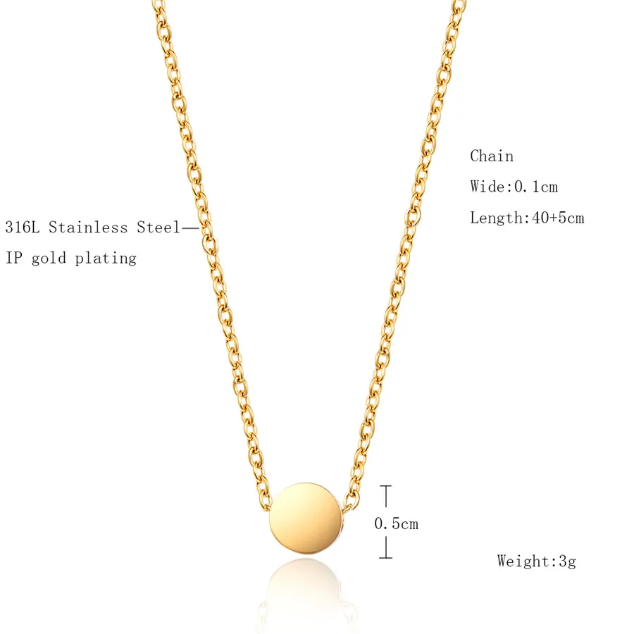 Martick минималистский стиль маленькая круглая подвеска ожерелье звеньевая цепочка