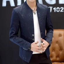 Blazer à col pour hommes, décontracté, tendance, beau, imprimé, Slim, 5XL 6XL, 2021  (3)