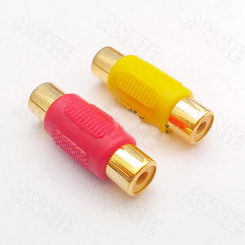 50 шт./лот позолоченный RCA прямой удлинитель стыковое соединение Двойной вход