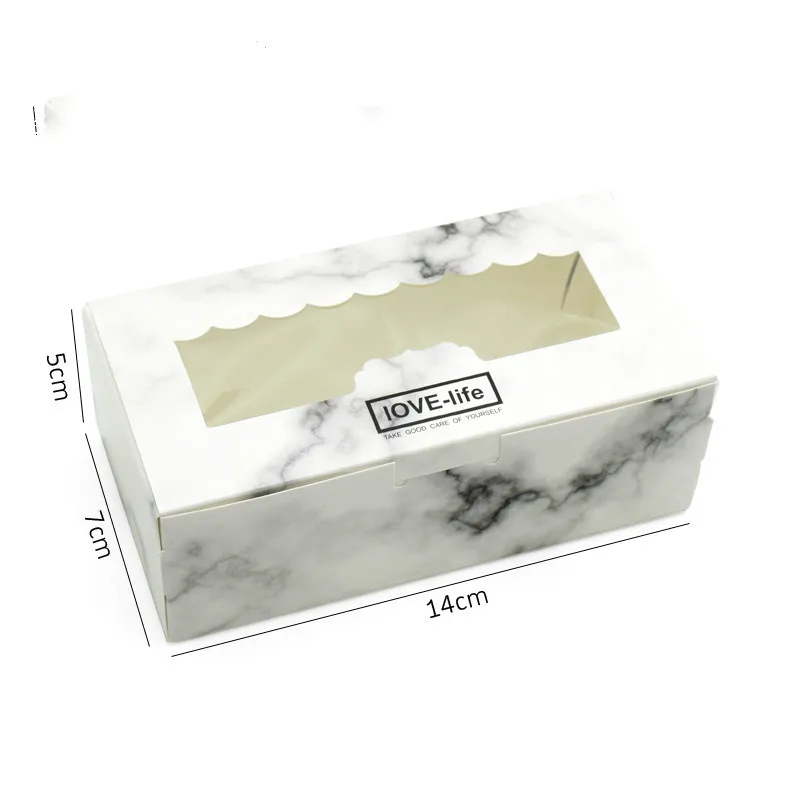 Marble S 12 шт крафт-бумажные коробки, упаковка для капкейков, Подарочная коробка, розовое окно, цветок, Свадебная коробка для торта, конфет, печенья, игрушки, вечерние сувениры - Цвет: Marble S