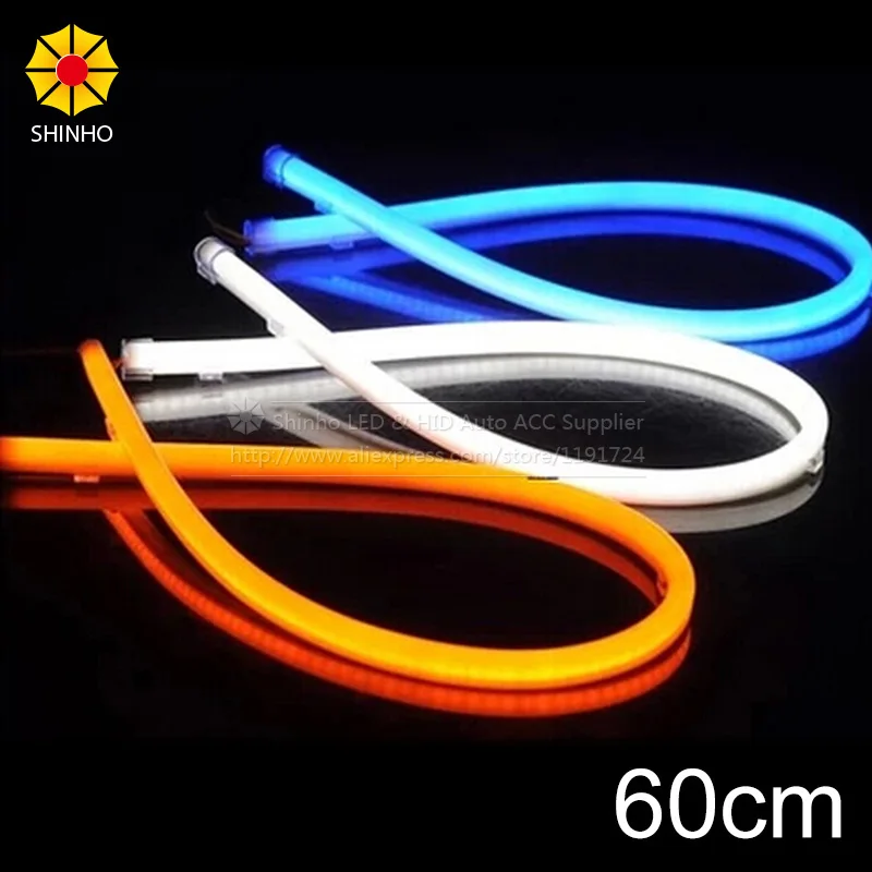 

60 см 6000K 8000K 12000K 6 Вт белый Янтарный DRL Автомобильная фара светодиодные универсальные дневные ходосветильник огни противотуманные фары с ука...