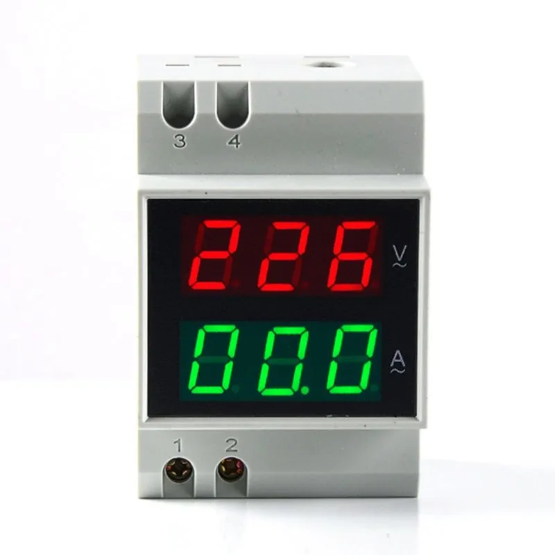 AC 80-300V 0,2-99.9A Амперметр Вольтметр Din rail светодиодный Вольт Ампер метр дисплей
