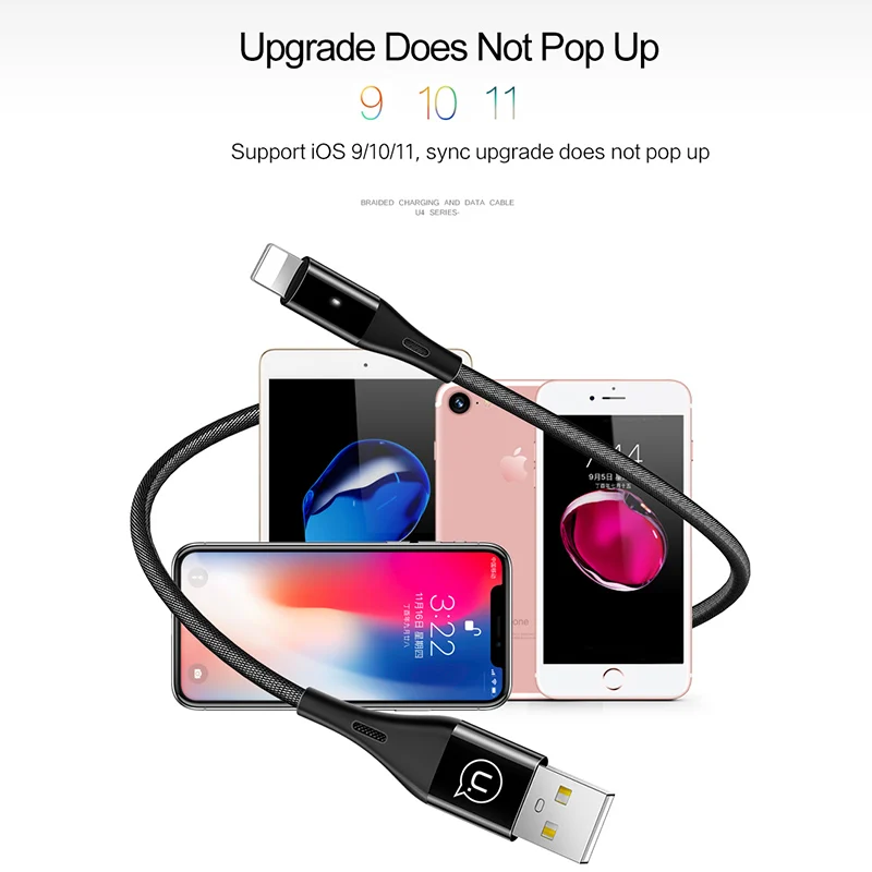 Телефонный кабель для освещения USB USAMS зарядный передачи данных нейлоновый