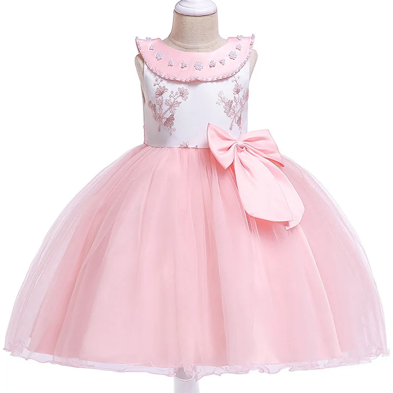 2021 Girls Bow Flower Girl Princess Party Dresses for Weddings Birthday Kids Clothes Children Clothing Baby Costume L5079 | Детская