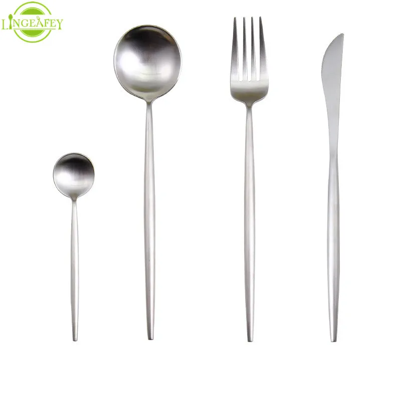 LF5silver1set Столовые приборы из нержавеющей стали наборы ножей белый золотой набор посуды столовые приборы кухонные принадлежности западные столовые приборы - Цвет: LF5silver1set