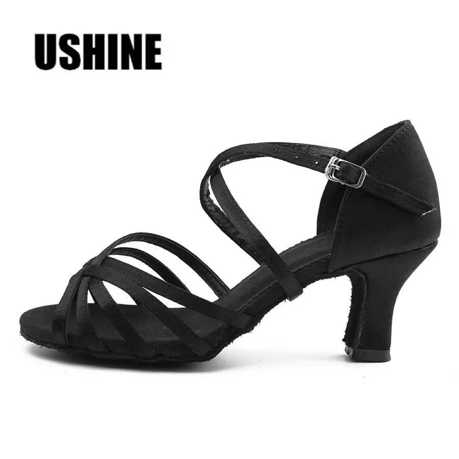 

WZJ Heel 7cm/5cm Without Knot Zapatos Salsa Mujer Zapatos De Baile Latino Mujer Latin Dance Shoes Satin Woman