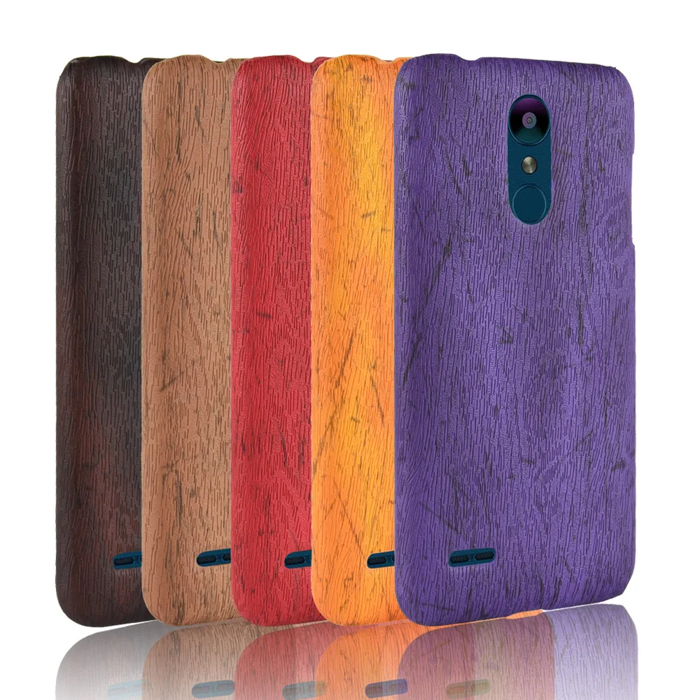 For LG K8 2018 Case Hard PC Leather Retro Wood Grain Phone Aristo 2 Tribute Dynasty Zone 4 Fortune X210 |
