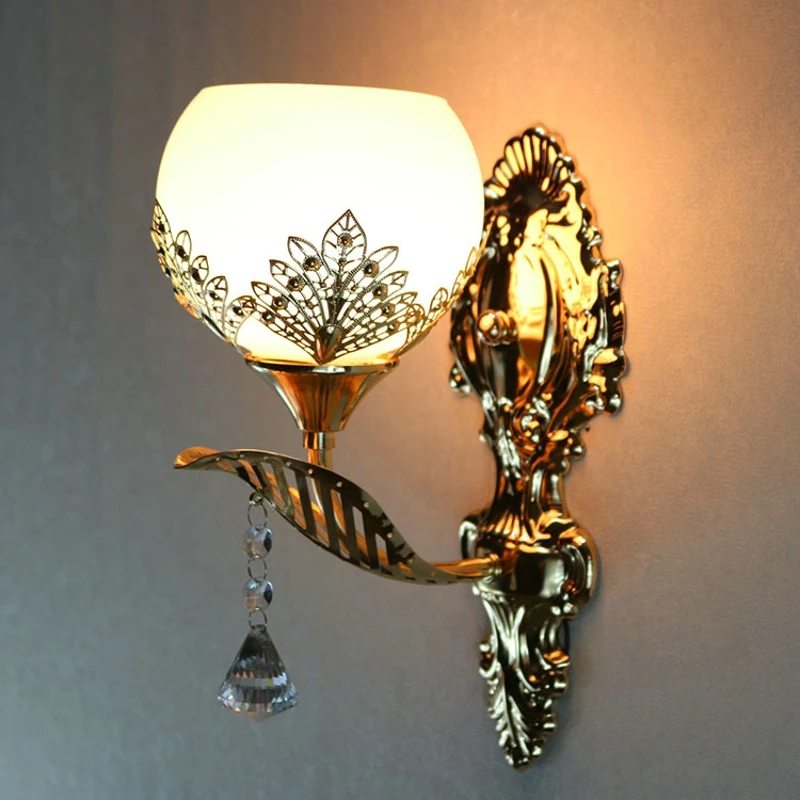 

Modern Led Wall lamp Gold wall light 1/ 2 Heads Glas Bedroom Reading Lamps Corridor Stairs Aisle Light Home Decoration Luminaire