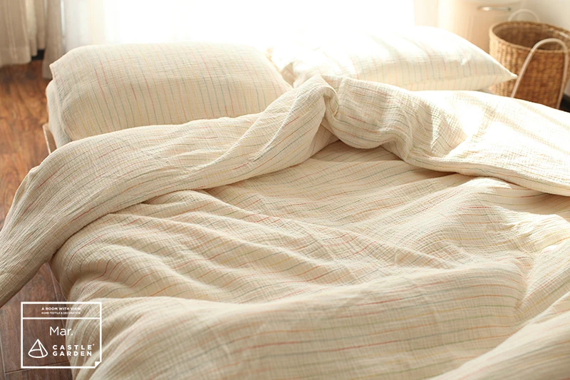 100% Моющийся хлопковый японский комплект постельного белья с вышивкой из трех