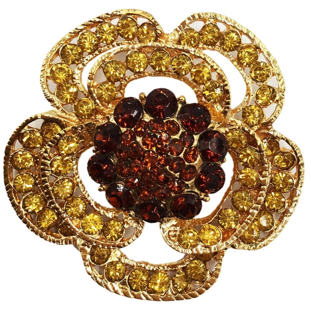 

Brown Gold 6.1cm Flower Brooches Classic Alloy Brooch Pins Metal Scarf Pins Christmas Gift Banquet Weddings Accessories BRO11