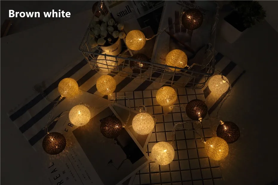 Brown White 3 м светильник 20 Глобус светодиодный фонарь батарея USB Гирлянда Декор для рождества, Рождества, свадьбы, праздника, вечеринки светодиодный декоративный светильник ing - Испускаемый цвет: Brown White