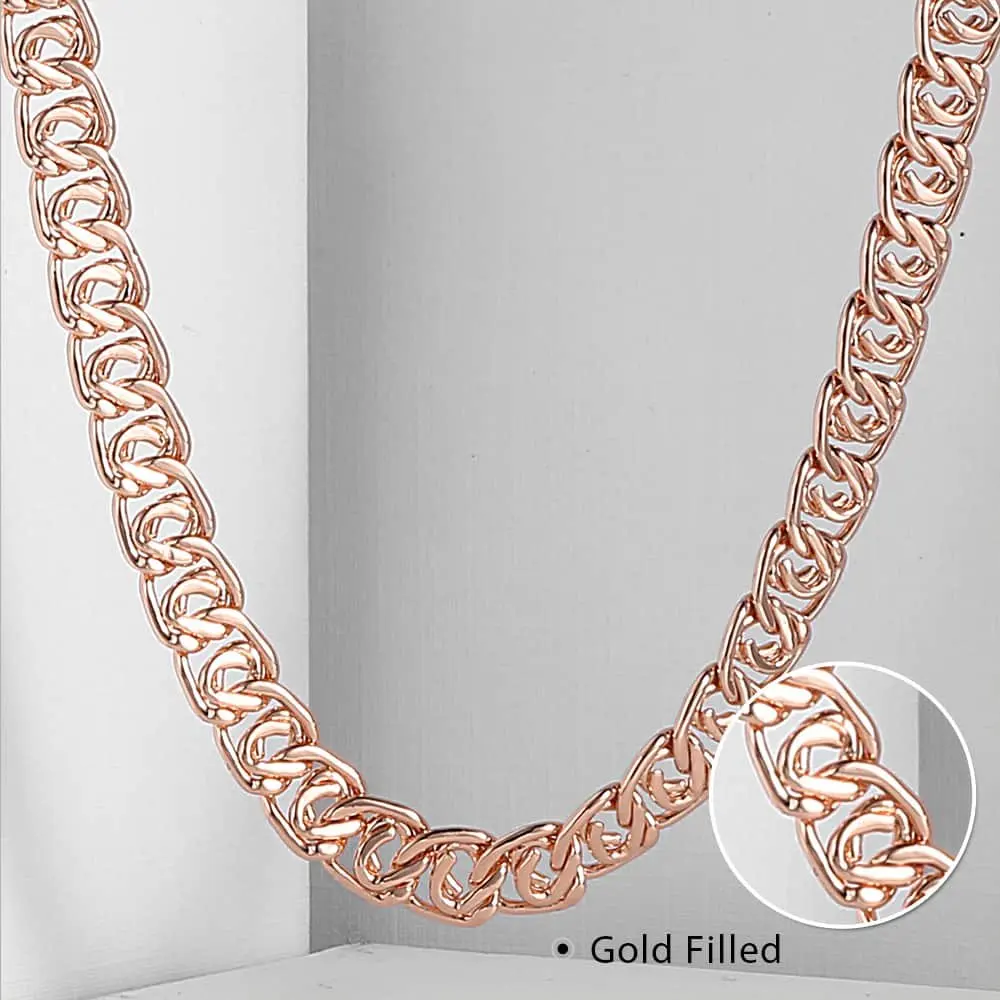 7mm Wide Womens Mens Chain Unisex Boys Girls Snail Link Rose Gold Color GF Necklace GN326 |