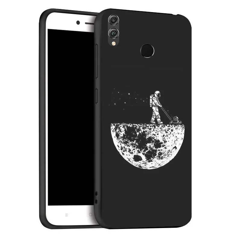 x055 Чехол для huawei Honor 8X 8A 9 10 Lite чехол s Space Moon Astronaut, чехол для телефона huawei Honor 7C 7A Pro, чехол-бампер - Цвет: x055
