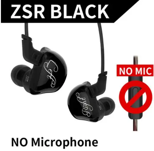 ZSR Black KZ ZSR шесть водителей в ухо наушник арматура и динамическая гибридная гарнитура HIFI бас с замененным кабелем шумоподавления наушники - Цвет: ZSR Black