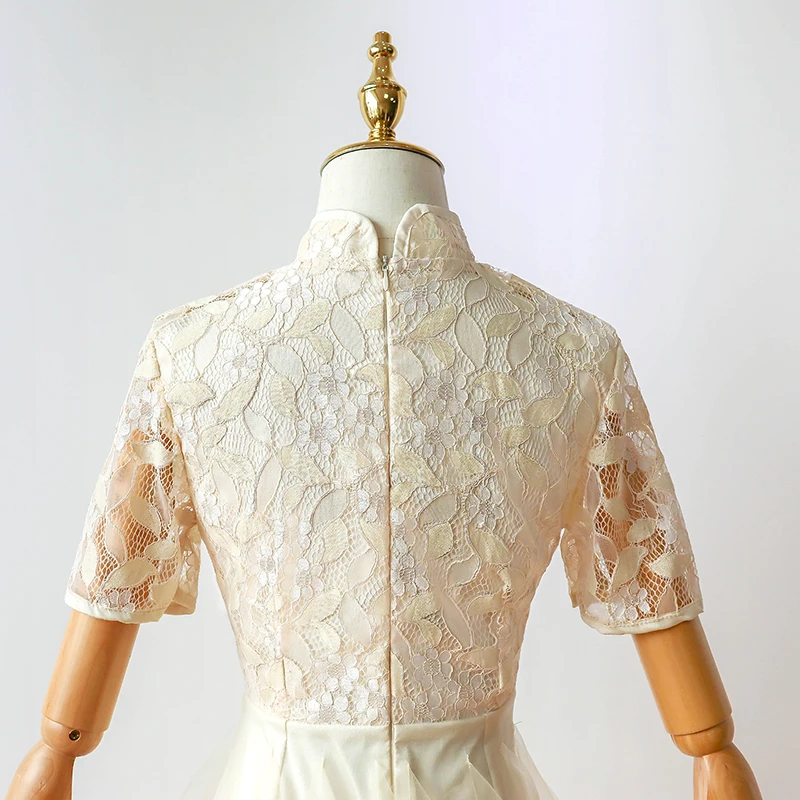 Модное винтажное современное традиционное Сетчатое атласное китайское платье с