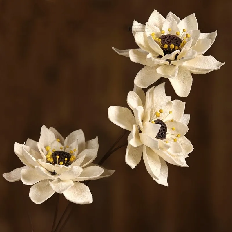 White 1PC 85 см большой натуральный Лотос DIY Гибискус многоцветный Сушеный Цветок свадебное украшение украшения для домашней вечеринки искусственные сушеные цветы - Цвет: White 1PC