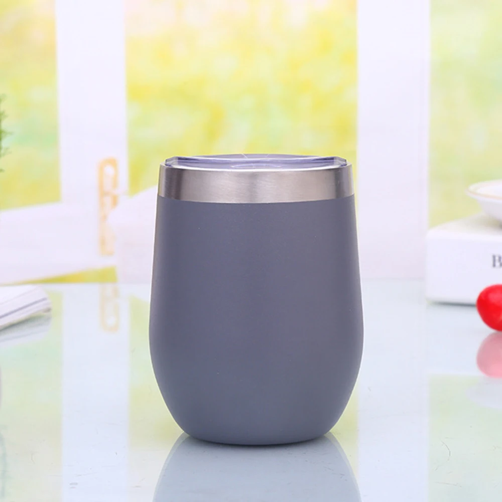 Темно-серый 12 унций термос чашка кофе кружки нержавеющая сталь Stemless красное вино и коктейльные бокалы бар напиток пивная чашка - Цвет: Темно-серый