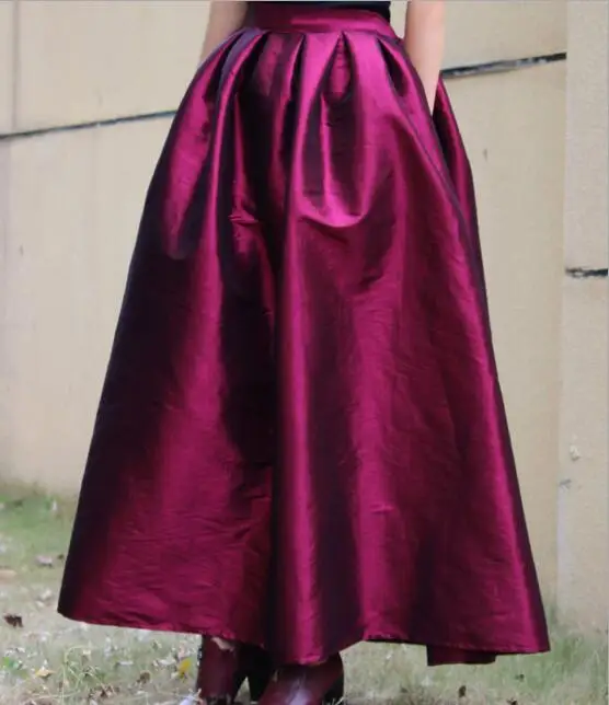 

2020 European Autumn and Winter Women S-5XL A-Line Skirts Fashion High Waist Solid Color Long Skirts With Pockets