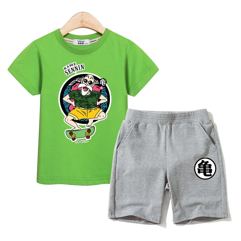 Kids costume boys summer clothing Master Roshi t-shirt shorts 2pc suits clothes cartoon children outfit tees+ pants sets | Детская