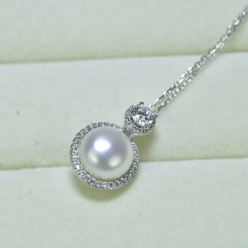 Жемчужное ожерелье моды ZHBORUINI 2019 из натуральной пресноводной жемчужины с подвеской из циркона 925 серебра для женщин, ювелирный подарок.