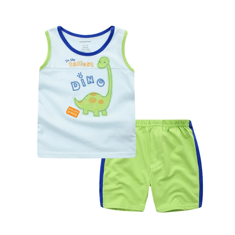 Summer Vest &amp Shorts 2 Pieces 1-3 Years Sleeveless Cartoon Kids Clothes Children Clothing Baby Boy Sets |