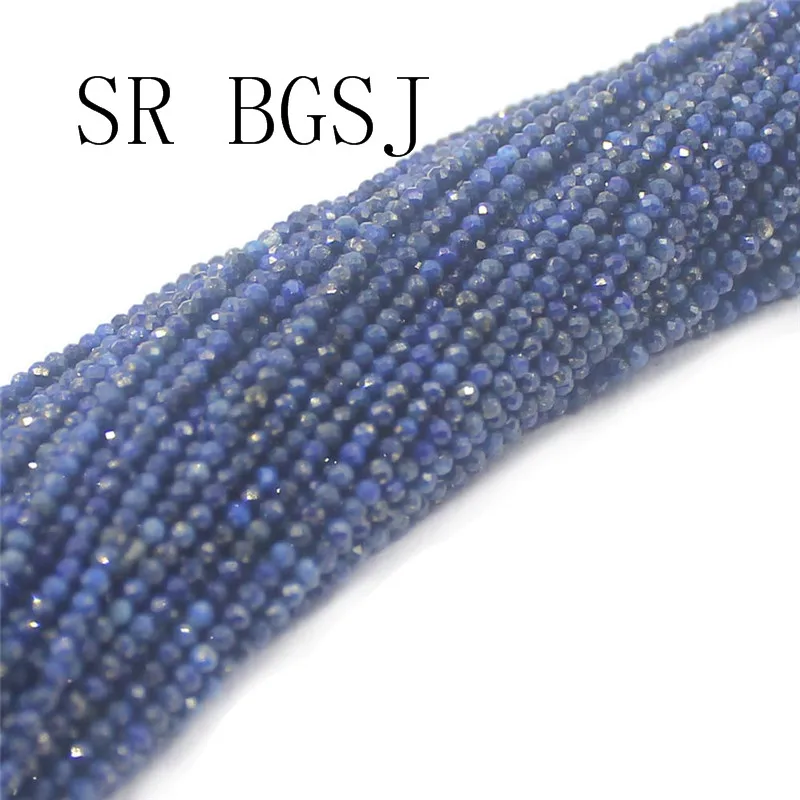 Free Shipping 2mm Faceted Blue Lapis Lazuli Gems Stone Spacer Bail Seed Mini Fashion Round Beads Strand 15&quot|Бусины| |