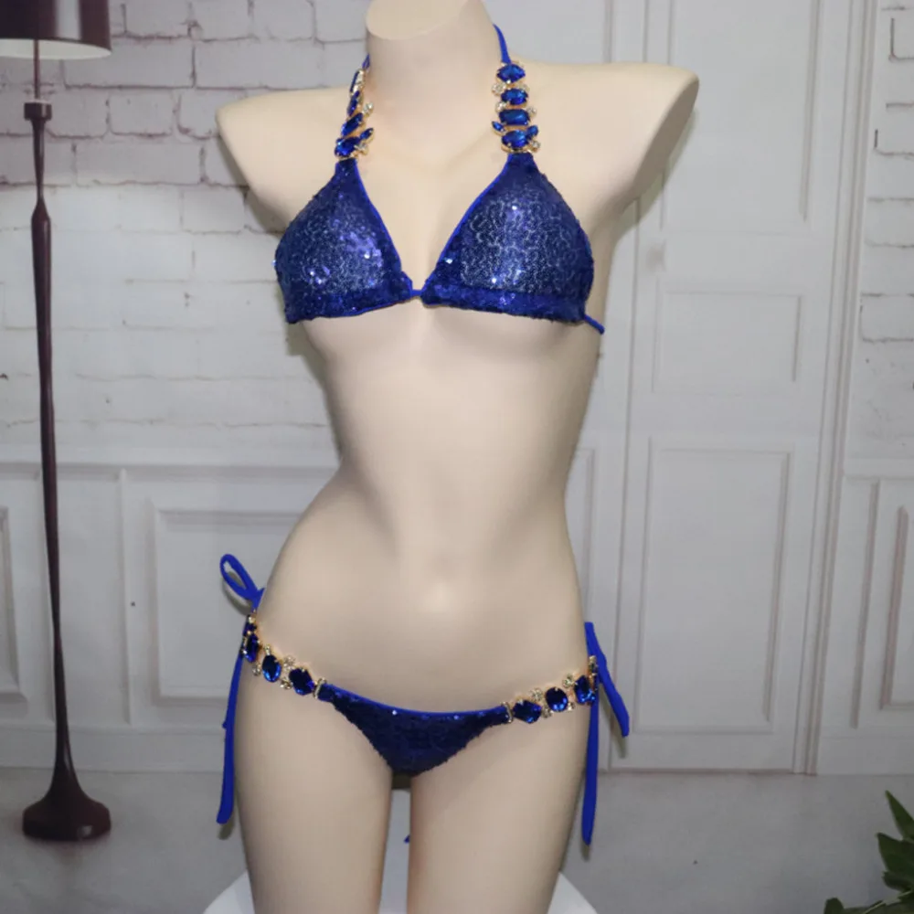 Swimsuit women High Waist Push Up Bikinis Women Crystal Drill Sequins Bikini Set Beach Swimwear Beachwear New | Спорт и развлечения