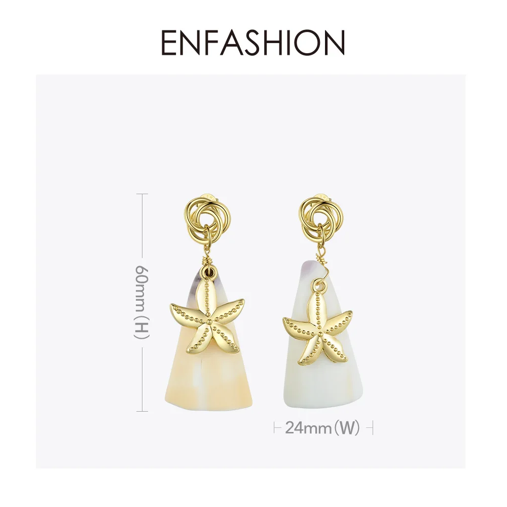 ENFASHION Винтажные висячие серьги в виде раковины для женщин, богемные серьги с натуральным перламутром, висячие серьги, модные ювелирные изделия Oorbellen EM1055