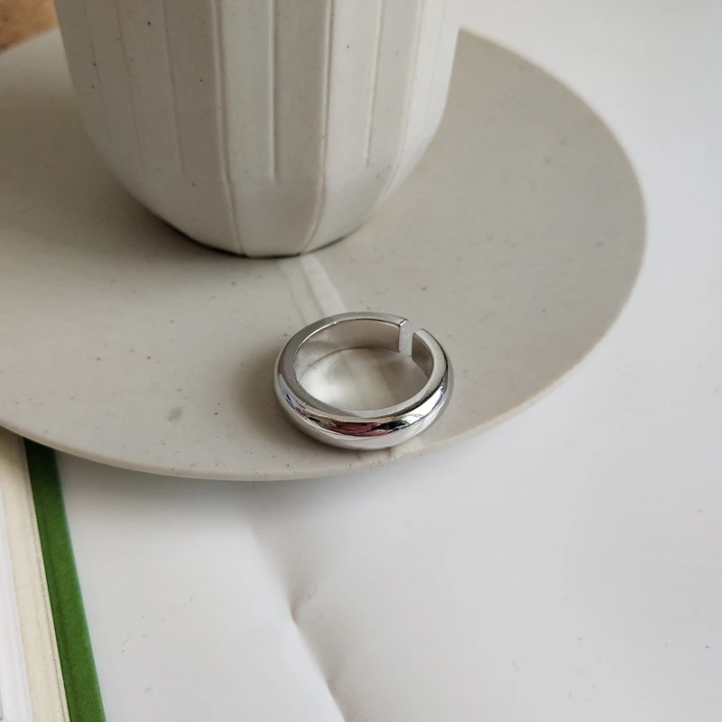 LouLeur 925 sterling silver glossy texture open rings simple Industrial wind elegant female jewelry gift | Украшения и аксессуары