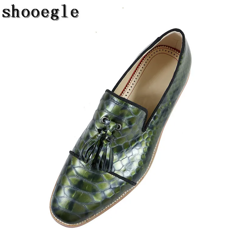 SHOOEGLE/мужские туфли-оксфорды из змеиной кожи на нескользящей подошве; Винтажная обувь для кемпинга; Мужская обувь в стиле дерби; модная повседневная обувь ручной работы