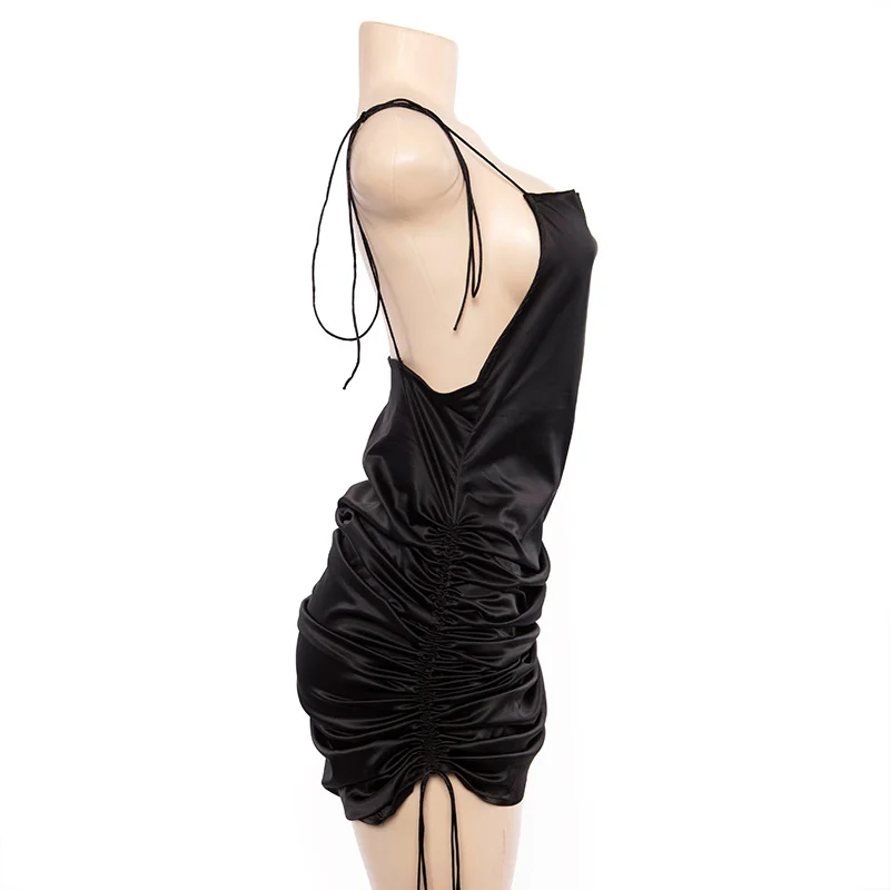 Chicology spaghetti straps sexy adjustable length mini dress summer women sexy satin outfit party club festival clothes