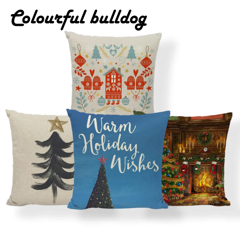 Чехол для подушки с оленем птицей снеговиком совой рождественские подарки чехол