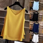 Безрукавная шифоновая блуза, женские модные, со стразами, с открытой спиной Крест Рубашка летнее платье размера плюс с 6XL повседневные тканевые туфли Blusas Femininas #10