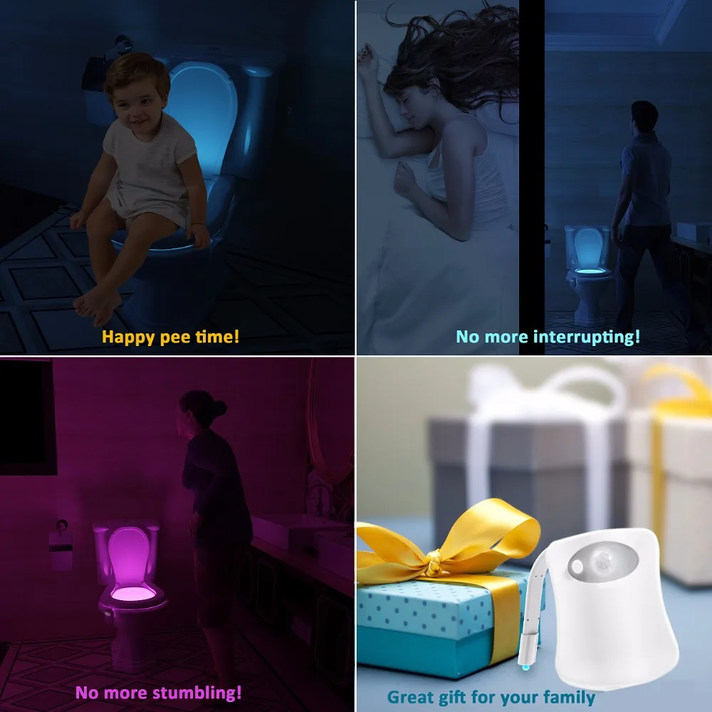 

2020 LED Smart Toilet Night Light Waterproof Closestool Seat lights PIR Motion Sensor Auto Lamp Activated Pedestal Toilet Lights