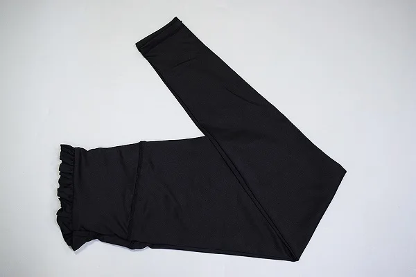 Black leggings Бледно-розовый спортивный костюм, комплект Женский костюм из двух предметов, укороченный топ с рюшами и леггинсы, комплект для женщин, модная спортивная одежда для фитнеса - Цвет: Black leggings