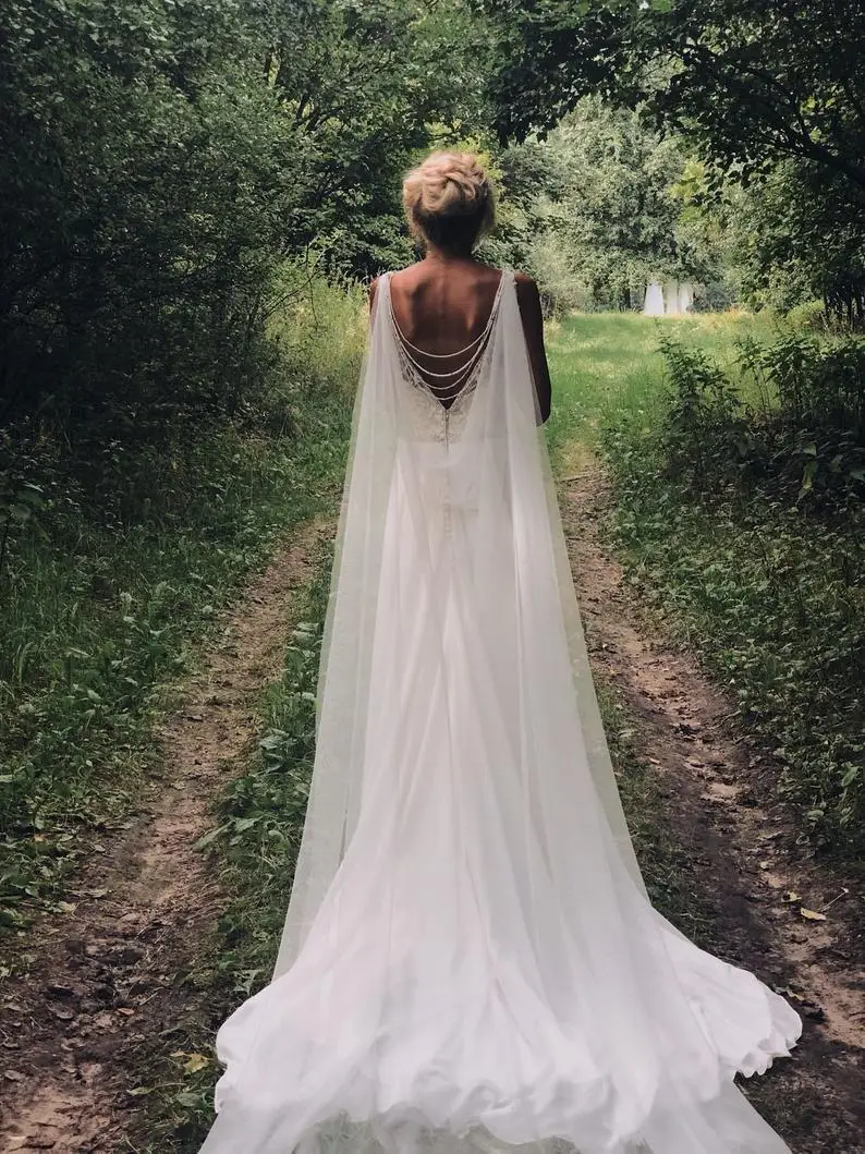 Свадебная накидка Фата ожерелье с вуалью на спине свадебная Современная